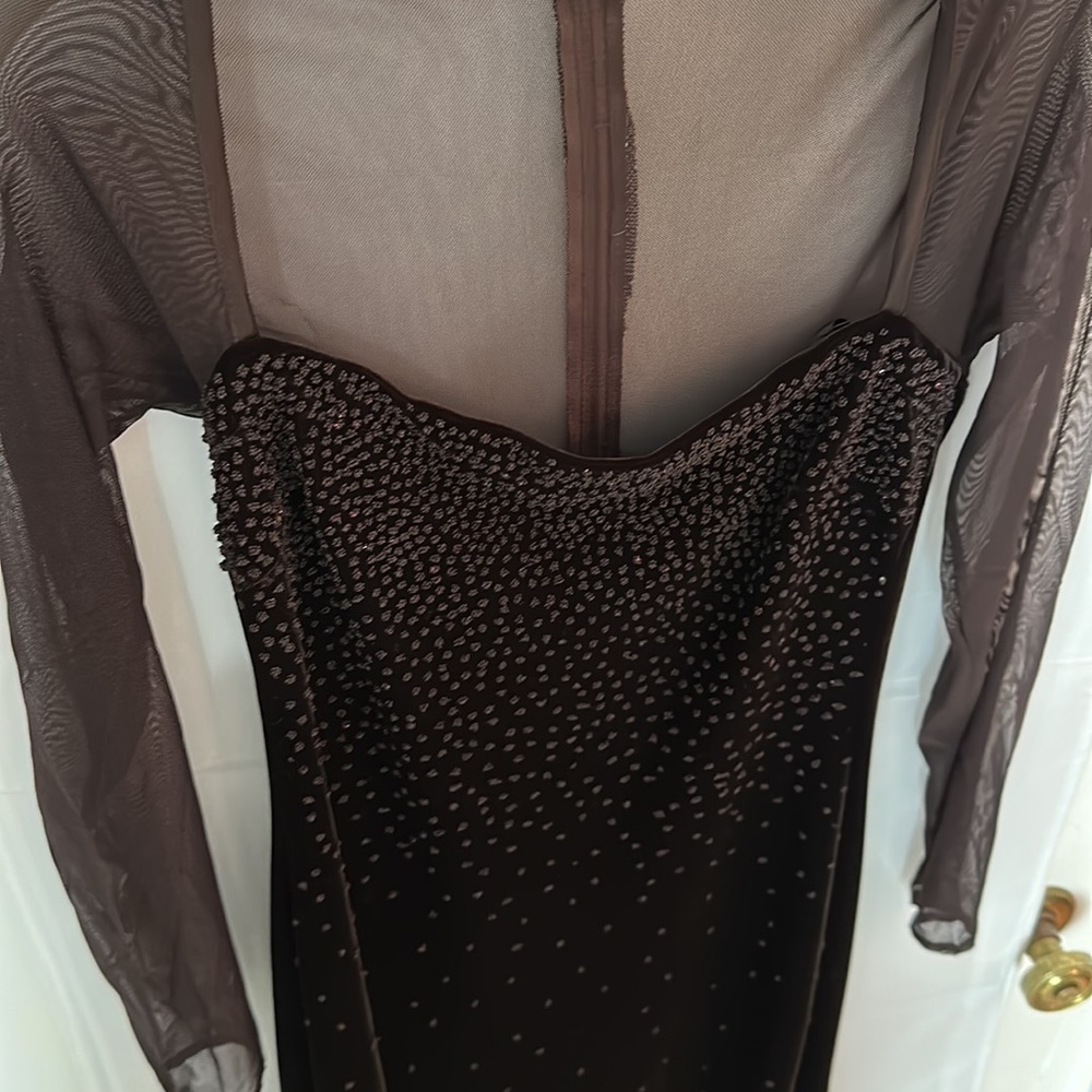 Tadashi Brown Velvet Floor-length dress